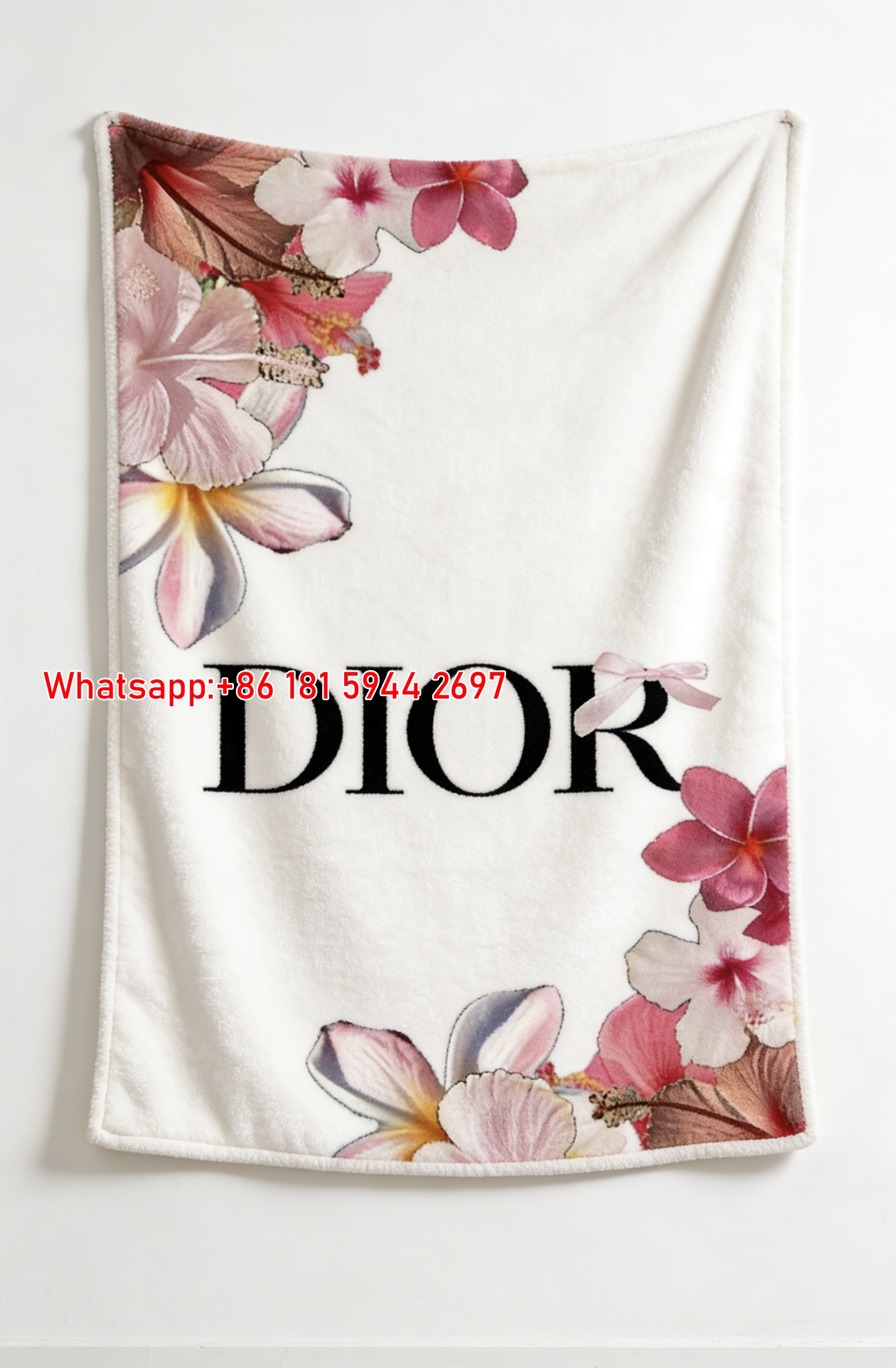 Dior Tropical Floral Frame Flannel Sofa Throw Blanket D495